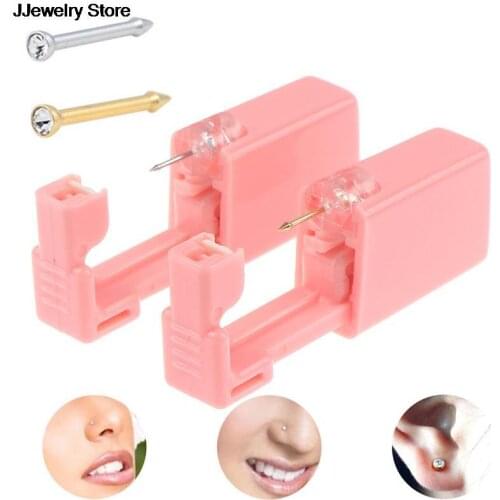 6 Styles Disposable Safe Sterile Nose Piercing Unit 316L Stainless Steel More Safe Piercing Gun Piercer Tool Machine Kit Earring