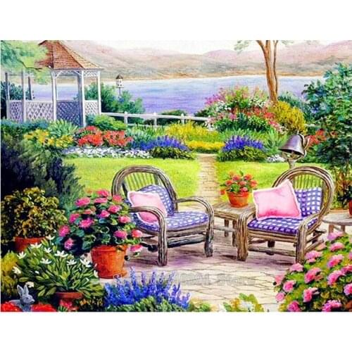 3d full square round drill 5D diamond painting cross stitch village garden landscape wall decoration home mosaic diamond FF400