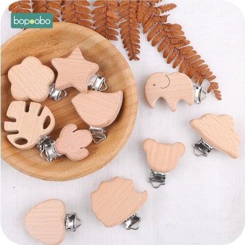 Bopoobo 10pcs Pacifier Clip Making Wooden Soother Clip Nursing Accessories Silicone Diy Dummy Clip Chains Wooden Baby Teether