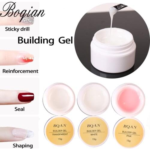 BQAN 15ml Acrylic Gel For Nail Extension Tips Quick Building UV Builder Gel Repair Broken Finger Prolong Form Manicure Tools