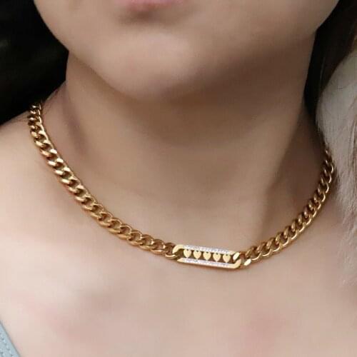Punk Chain Necklace Women Stainless Steel Necklace Chain Thick Necklace For Women Heart Star Gold Colour Necklace Jewelry Gift