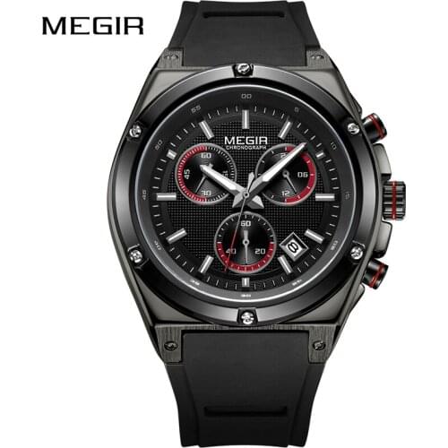 MEGIR Waterproof Silicone Sport Watch Men Top-Brand Luxury Chronograph Quartz Watches Male Relogio Masculino Army Military Clock