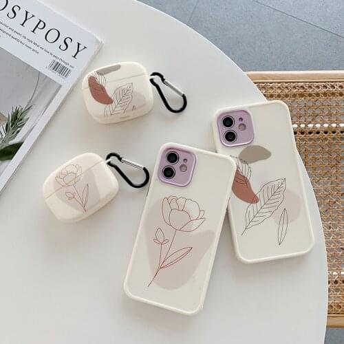 Flower leaf Print Phone Case For iphone 11 12 Pro Max X XR XS 7 8 Plus SE2020 Earphone case for airpods Pro 1 2 Protective cover