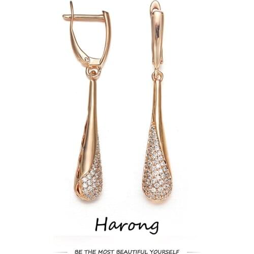 Aesthetic Quality Drop-Shaped Copper Earrings Female Wedding Party Gifts Jewelry Accessories Crystal Drop Earrings For Woman