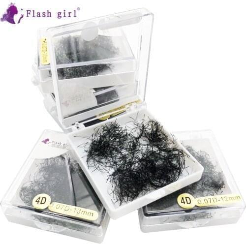 Flash girl 1000 Fans 4D 13mm 0.07D in one box Short Stem Premade fans Russia Volume Lashes Pre Made fans Lashes