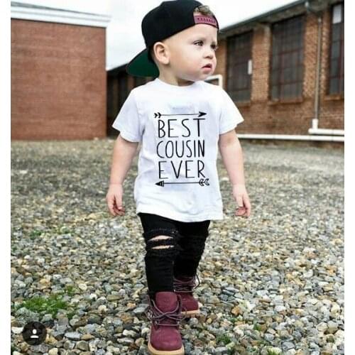 Best Cousin Ever Design New Fashion T-shirt Children Cotton O Neck Boys Short Sleeves Tees Baby Kids Tops Girls Summer Clothes
