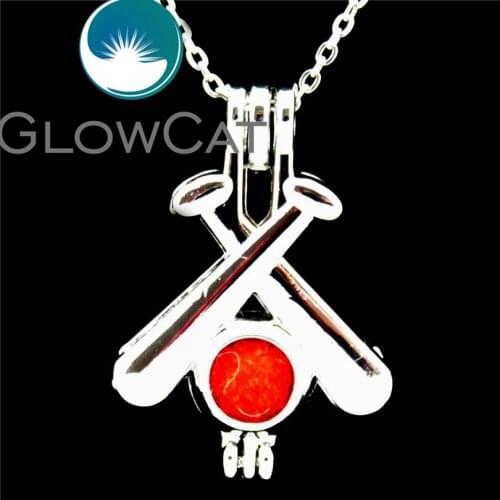 GLOWCAT K606 Sports Baseball Ball Beads Cage Aroma Essential Oil Diffuser Oyster Pearl Cage Locket Necklace