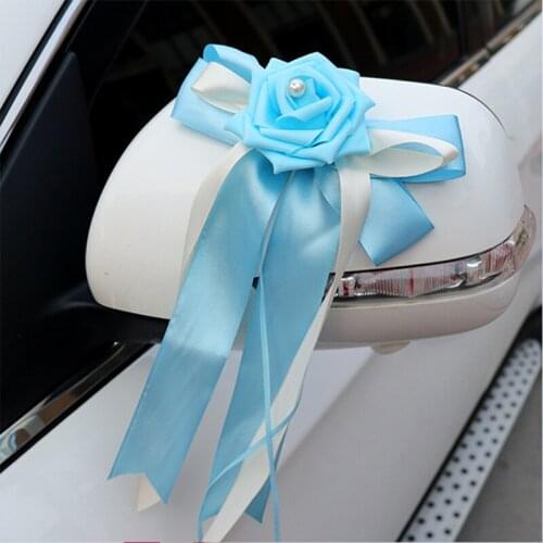 Artificial Flowers Wedding Car Accessory Car Rear View Mirror Door Handle Decoration Flower Festival Party Decoration Supplies