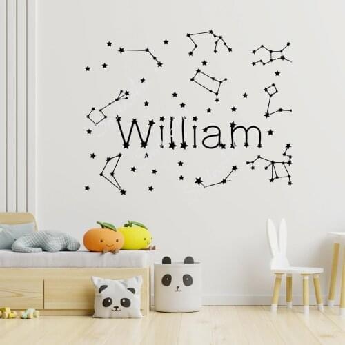 Beauty Custom name Rocket spaceship Cartoon Wall Decals Pvc Mural Art Diy Poster For Living Room Kids Room Mural Custom