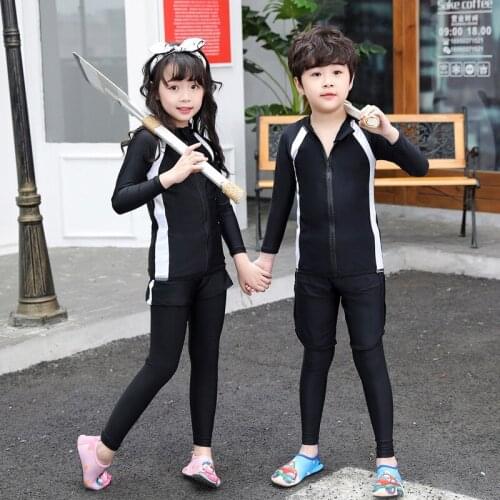 Long Sleeve Swimsuit For Girl Children Rashguard Tankini Bathing Clothes Cute Swimwear Boys Bathing Suit Split Sun Proof Badpak