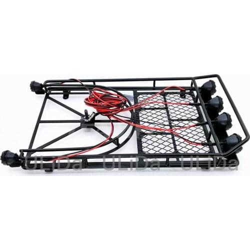 Metal Roof Rack Luggage Carrier with LED Light for 1/10 RC Crawler D90 Axial SCX10 SCX10 II 90046
