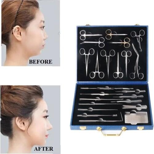 Rhinoplasty Kit 23pcs Nasal Scissors Prosthesis Placement Forceps For Nose Shaping Surgical Operating Instrument Tools