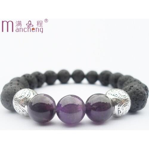Natural stone bead Amethyst bracelets Yoga religion tasbih prayer beads lava meditation Yoga Purple Amethyst bead bracelet men