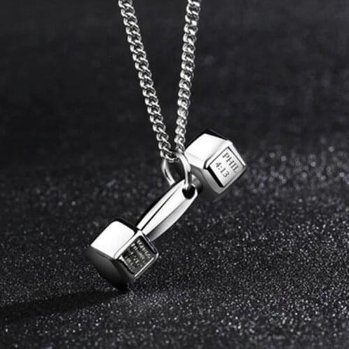 2021 New Gym Dumbbell Pendant Necklace Bodybuilding Necklace Men and Women Sports Barbell Dumbbell Gift Holiday Gift S403