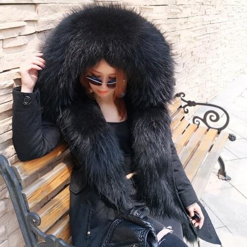 New Arrival Fur Parka 2020 Brand short Women Winter Coat Real Raccoon Fur Jacket Luxury Large Parka Femme