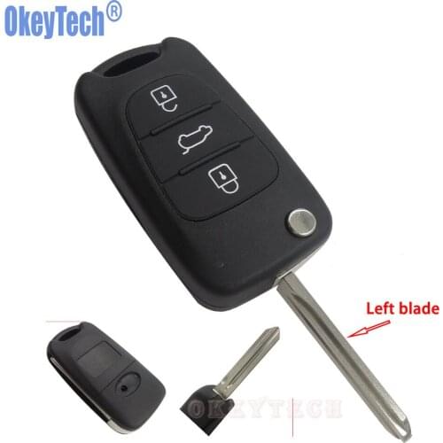 OkeyTech 3 Buttons Flip Remote Key Shell For Kia K2 K5 Car Keys Blank Auto Replacement Fob Case Cover With Uncut Blade