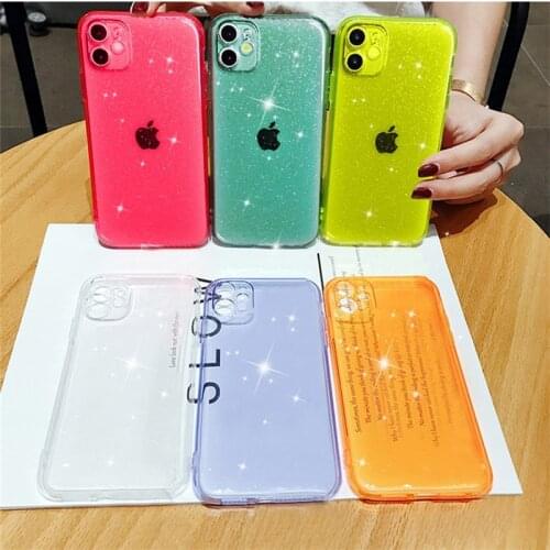 Luxury Glitter Powder Transparent Case For iPhone 11 Pro XS Max 12 Mini X XR 7 8 Plus SE 2 Clear Soft Silicone Shockproof Cover