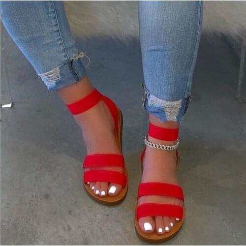 Casual all-match slippers Spring/summer new hot sale 2020 double-layer stretch cloth candy color outdoor beach women sandals