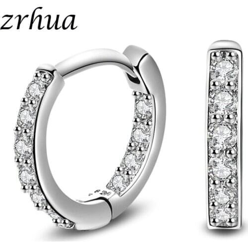 ZRHUA Earrings Silver 925 Earwire Austrian Crystal Hoop Earring Christmas Gifts For Women Wedding Jewelry Mujer Accessories