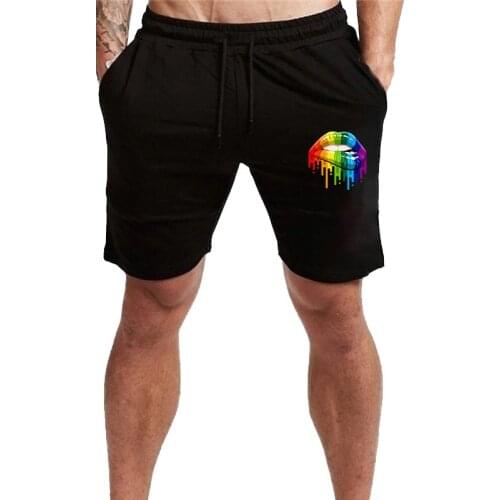 Fashion Mens Shorts Male Summer Brand Fitness Fitness Colorful Lips Print Casual Pants Short Homme Clothing