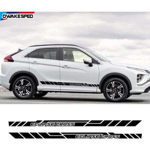 Racing Sport Stripes Car Styling Door Side Skirt Sticker For Mitsubishi ECLIPSE CROSS Auto Body Decor Vinyl Decals Accessories
