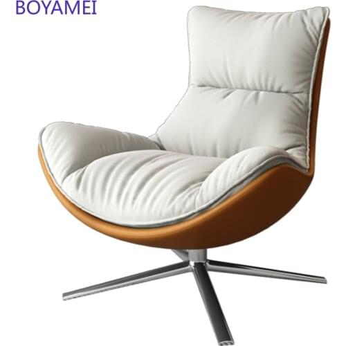 Light luxury balcony rotating snail chair designer leather down single sofa Nordic living room lazy leisure chair