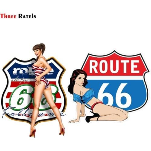 Three Ratels FC956 Route 66 Pin Up Girl Car Sticker Notebook Decal