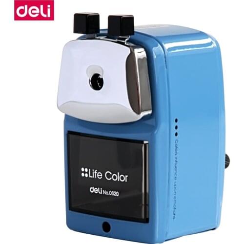 Deli 0620 hand cranked pencil sharpener Student Child pencil sharpner 2 colors rotate type pencil sharpener w/ fixture to table