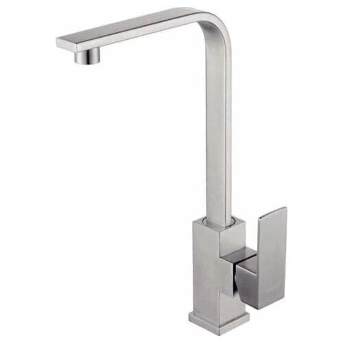 Bathroom 304 Stainless Steel Wire Drawing Kitchen Sink Faucet Hot and Cold Water Square Rotating Faucet