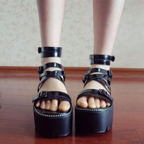 Japanese original SuChao thick bottom sponge Roman sandals punk with girls show thin cool shoes