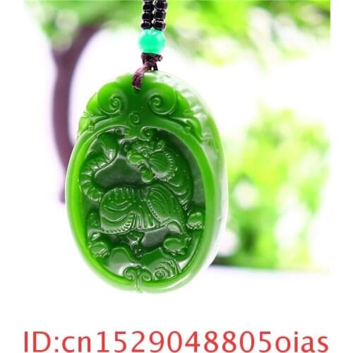 Green Jade Tiger Pendant Necklace Natural Men Jewelry Gifts Carved Fashion Jadeite Chinese for Charm Amulet Women