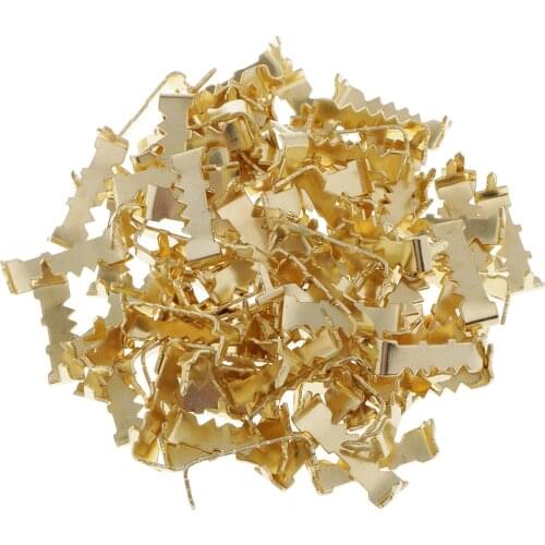 100 Pieces Picture Frame Hanging Sawtooth Hangers Kits No Nails Screws Wall Mounting Golden Color