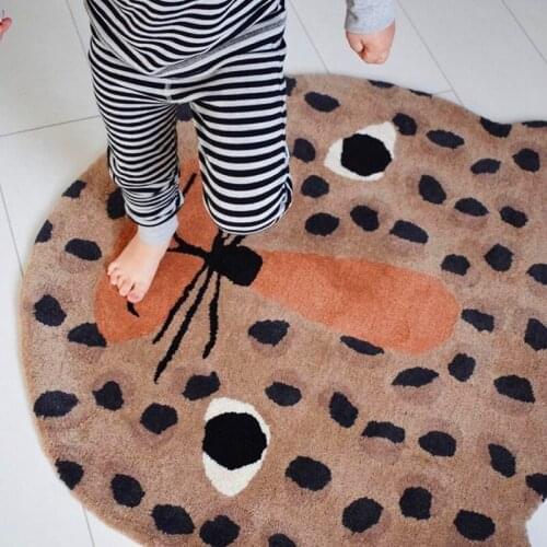 100cm Carpet Fabric Round Cartoon Lion Alfombra Home Textile Rug For kids Living Room Decoration Non-slip Rug Tapis Tapis Salon