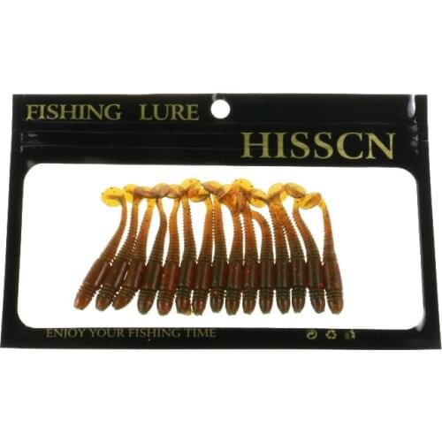 15Pcs/Bag Soft Fishing Lures 5.5cm 1.3g Artificial Grub Worm Soft Bait Swimbait Fishy Smell Lures with Salt