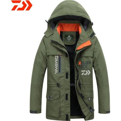 2021 Daiwa Fishing Jacket Winter Men Warm Fishing Clothing Multi-pocket Zipper Hooded Fishing Shirt Winter Clothes for Fishing