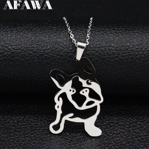 2021 Fashion Bulldog Stainless Steel Necklaces for Women Animal Silver Color Chain Necklaces Jewelry moda mujer N914S03