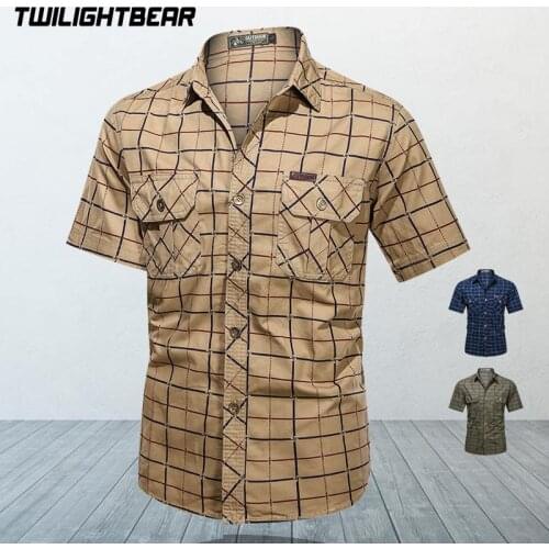 2021 Summer Mens Plaid Shirt Men Short Sleeve 5xl Pure Cotton Oversized Casual Shirts Male Loose Brand Clothing Shirt AF5009