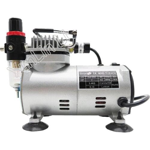 220V 23-25 L/min 1/5Hp Small Electric Piston Vacuum Pump Airbrush Compressor MS18-2