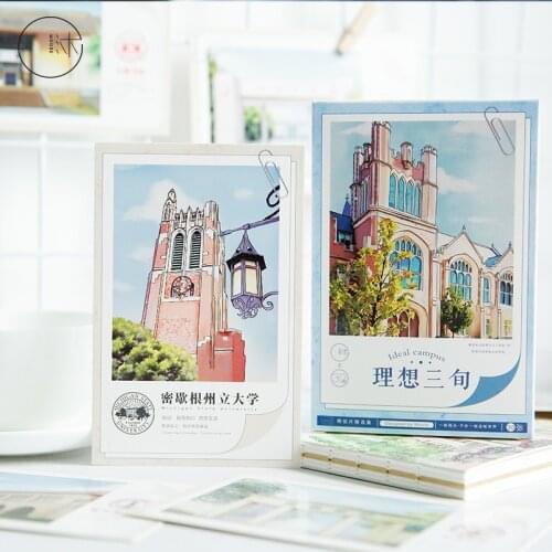 30 Pcs/Set Ideal Campus World Famous Universities Postcard Greeting Card Message Card Birthday Gift Card