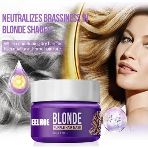 60ml No Yellow Shampoo Purple Shampoo Toner Remove Yellow Anti Brassy Color Protecting For Silver Blonde Bleached Gray Hair Dye