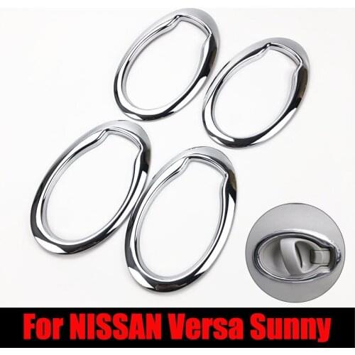 Car Styling accessories Chrome interior Door Handle Cover Interior Decorative sticker For NISSAN Versa Latio Sunny 2010-2017