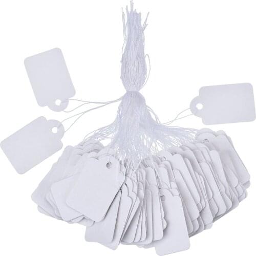 White Marking Jewelry Paper Tags Price Clothing Boutique Labels Display Tags With Cotton Hanging String, 500 Pcs (35 x 22 mm)