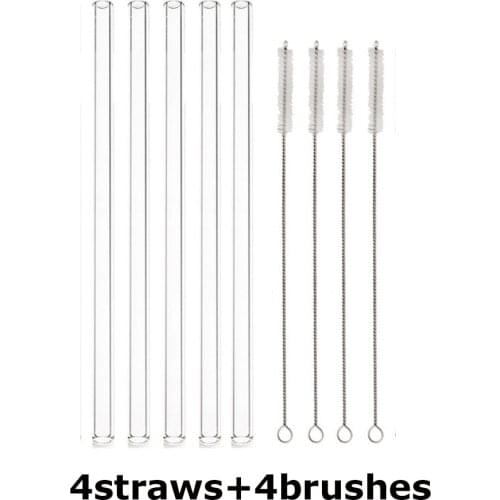 Free Shipping Smoothie Glass Straws 20cmL x 8 mm W Lead-free Reusable Straight Drinking Straws for Smoothie, Milkshakes