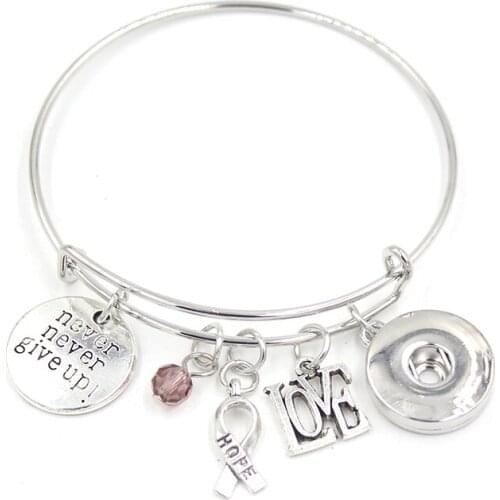 Snap Jewelry Purple Ribbon Lupus Survivor Charm Bracelet Bangle Liobonar Snap Buttons Charms Bracelets Lupus Awareness Gift