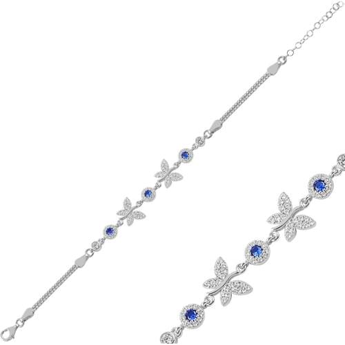 Silver Butterfly Blue Bracelet