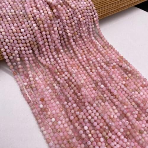 Small Beads Natural Semi-Precious Stone Pink Opal Faceted Beads for Jewelry Making Charm DIY Necklace Bracelet Accessories 3mm