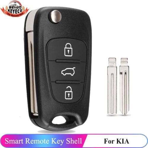KEYECUReplacement Remote Key Shell Case Fob 3 Button With Uncut Blank Blade For Kia Seed SeedPro Picanto Sportage