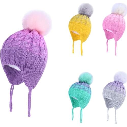 Kids Hats Winter Beanie Girls 3 Sizes Warm Lined Cotton Blend Fashion Candy Colors 0-1 Years Old 1-2 Years Old 2-5 Years Old