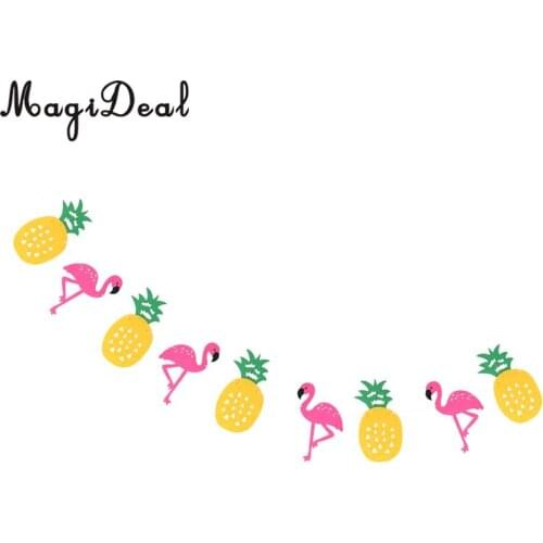 Hawaiian Felt Flamingo Pineapple Bunting Garland Summer Party Luau Decoration