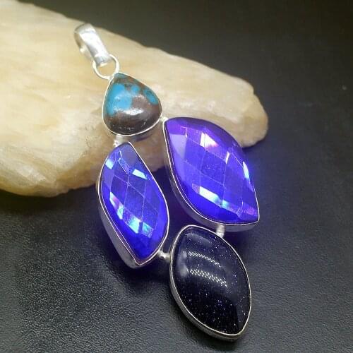 Gemstonefactory Jewelry Big Promotion 925 Silver Sun Sitara Sea Sediment Topaz Women Ladies Mom Gifts Necklace Pendant 0386